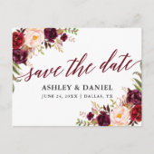 書道フローラBurgundy日付を保存 ポストカード (正面)