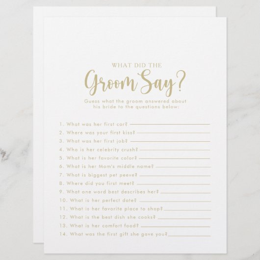 書道ブライダルシャワー新郎は何と言った (正面/裏面)