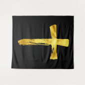 書道ブラシ十字架 – モダン芸術的十字架 タペストリー (正面(横))