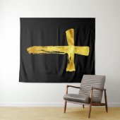 書道ブラシ十字架 – モダン芸術的十字架 タペストリー (インサイチュ(横))