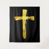 書道ブラシ十字架 – モダン芸術的十字架 タペストリー (正面)
