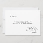 書道ブラックが私のメイド・オブ・オーナー（花嫁付き添い人） 招待状 (裏面)