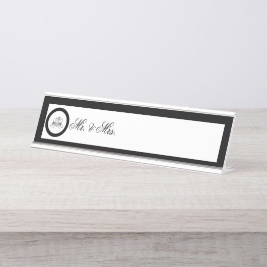 書道ブラックバラ結婚ズ デスクネームプレート (正面)