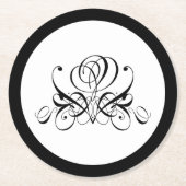 書道ブラックバラ結婚ズ ラウンドペーパーコースター (正面)