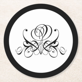 書道ブラックバラ結婚ズ ラウンドペーパーコースター