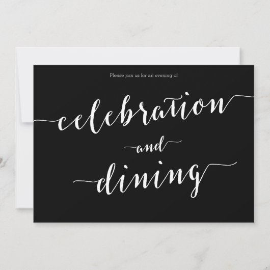 書道ブラック婚約パーティ招待状 招待状 (正面)