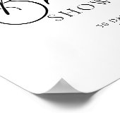 書道ブラック&グレーブライダルシャワーへようこそ ポスター (角)