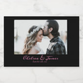 書道ブラック&ピンク結婚の写真 リキュールボトルラベル (シングルラベル)