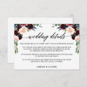 書道ブルガンディーブルー結婚フローラ詳細 エンクロージャーカード (正面/裏面)