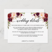 書道ブルゴーニュフローラ結婚詳細カード インビテーションポストカード (正面/裏面)