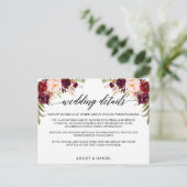 書道ブルゴーニュフローラ結婚詳細カード インビテーションポストカード (スタンド正面)