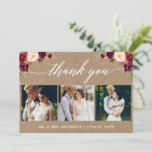 書道ブルゴーニュ結婚フローラの3写真クラフト サンキューカード (スタンド正面)