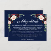 書道ブルゴーニュ結婚フローラ詳細ブルー エンクロージャーカード (正面/裏面)