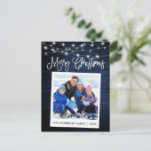 書道ブルーウッドライトインスタントカメラ写真 ポストカード (スタンド正面)