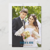 書道ブルーブラウン写真Nuestra Boda 結婚's 招待状 (正面)