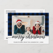 書道ブループライド家族写真クリスマス ポストカード (正面/裏面)