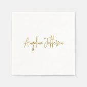 書道プロフェッショナルエレガント金ゴールド色 スタンダードカクテルナプキン (正面)