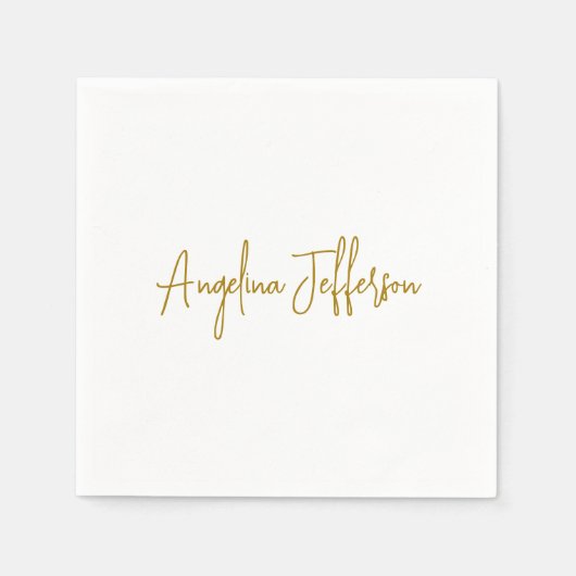書道プロフェッショナルエレガント金ゴールド色 スタンダードカクテルナプキン (正面)