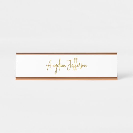 書道プロフェッショナルエレガント金ゴールド色 デスクネームプレート (正面)