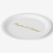 書道プロフェッショナルエレガント金ゴールド色 ペーパープレート (アングル)