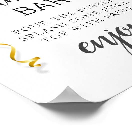 書道ベビーシャワーミモサバー標識 ポスター (角)