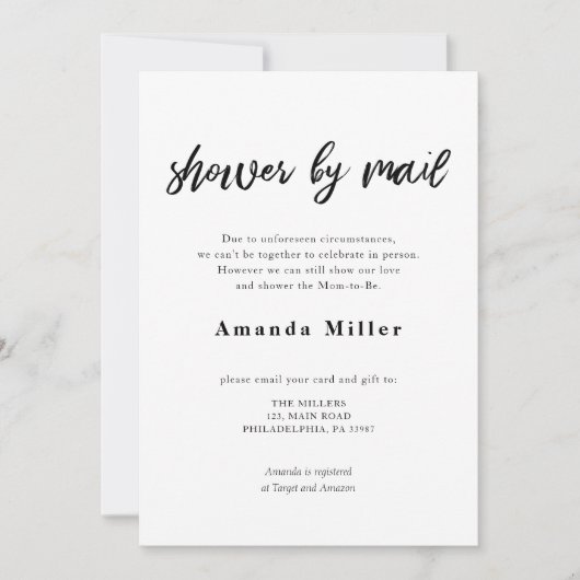 書道ベビーブライダルシャワー郵便 セーブザデート (正面)