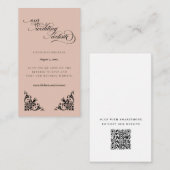 書道ベージュ&ブラックRSVPの結婚ウェブサイト エンクロージャーカード (正面/裏面)