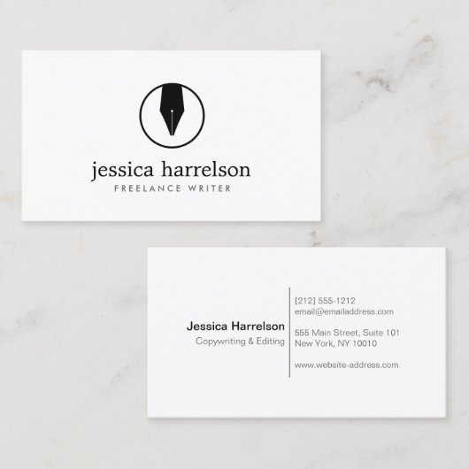 書道ペンNIBロゴI作家またはライター 名刺 (正面/裏面)