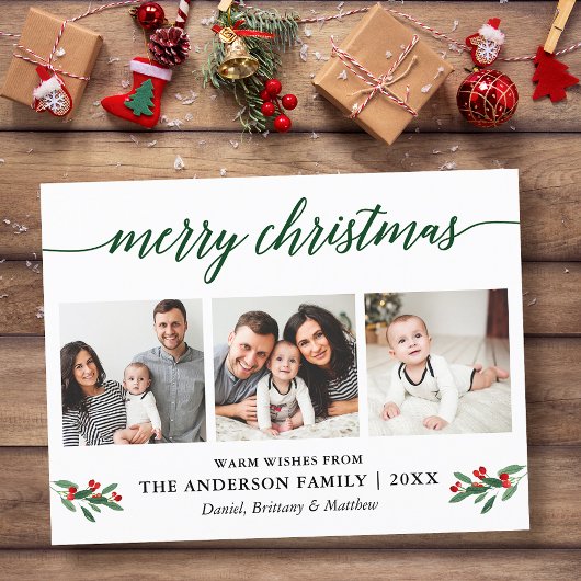 書道ホリモダンーグリーンクリスマス3写真 ポストカード