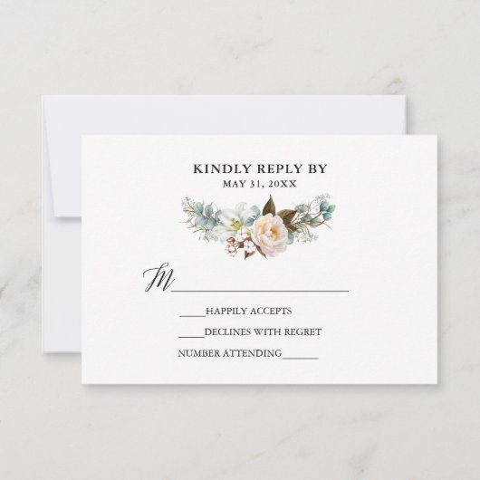 書道ボタニカルフローラウェディングRSVPカード 出欠カード (裏面)