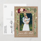 書道ボタニカルフローラ日付クラフトを保存 案内ポストカード (正面/裏面)