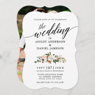 書道マグノリアスバラ結婚写真 招待状