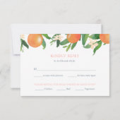 書道ミカン珊瑚色ピンクの食事の選択肢 出欠カード (裏面)