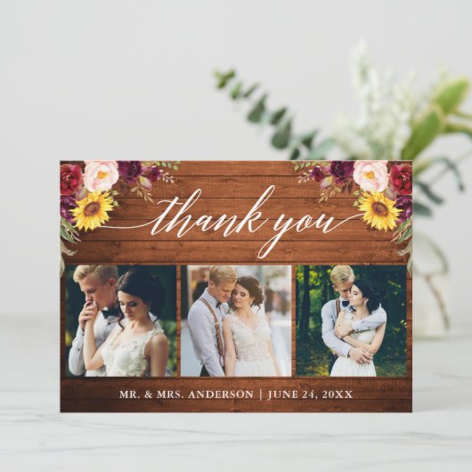 書道ミッ結婚トフローラの木の写真3 サンキューカード (スタンド正面)