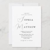 書道ミニマリストブラック+ホワイト結婚ズ 招待状 (正面)