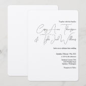 書道ミニマルきらめくチャンペ結婚ーン 招待状 (正面/裏面)