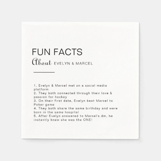 書道ミニマルなトリビアおもしろい事実結婚の スタンダードカクテルナプキン (正面)