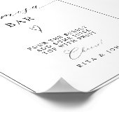 書道ミニマルなミモザバー結婚のサイン ポスター (角)