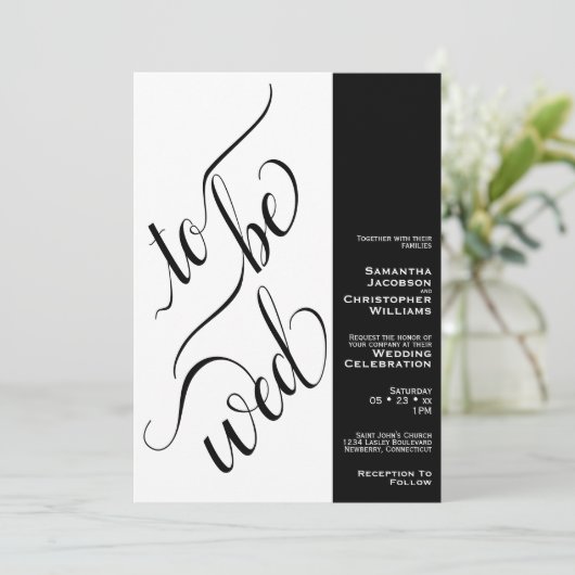 書道ミニマルは結婚結婚白黒 招待状 (スタンド正面)