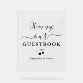 書道ミニマルカスタムウェディングゲストブック アクリルサイン (正面)