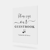 書道ミニマルカスタムウェディングゲストブック アクリルサイン (傾斜)