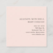 書道ミニマルガーリーリストパステル赤面ピンク スクエア名刺 (裏面)