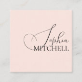 書道ミニマルガーリーリストパステル赤面ピンク スクエア名刺 (正面)