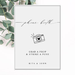 書道ミニマル写真ブース結婚のサイン ポスター