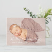 書道ミニマル台本ベビーガール写真誕生 案内状 (スタンド正面)