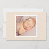 書道ミニマル台本ベビーガール写真誕生 案内状 (裏面)