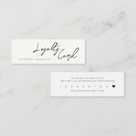 書道ミニマル筆業 ロイヤリティカード (正面/裏面)