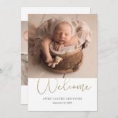 書道ミニマル箔フェイクコラージュ誕生 案内状 (正面/裏面)