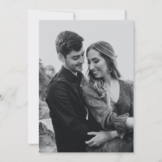 書道ミニマル結婚リストの写真招待状 セーブザデート (裏面)