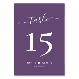 書道ミニマル結婚リスト紫の両面 テーブルナンバー